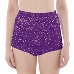 Purple Glittery Backdrop Scrapbooking Sparkle High-waisted Bikini Bottoms by Ravend