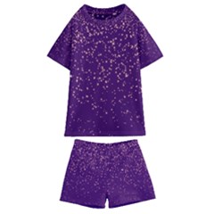 Purple Glittery Backdrop Scrapbooking Sparkle Kids  Swim Tee And Shorts Set by Ravend