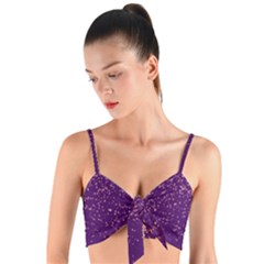 Purple Glittery Backdrop Scrapbooking Sparkle Woven Tie Front Bralet by Ravend