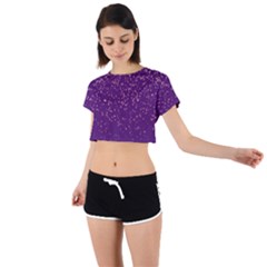 Purple Glittery Backdrop Scrapbooking Sparkle Tie Back Short Sleeve Crop Tee by Ravend