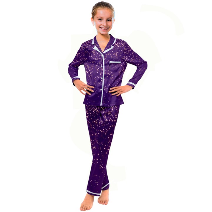 Purple Glittery Backdrop Scrapbooking Sparkle Kid s Satin Long Sleeve Pajamas Set