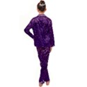 Purple Glittery Backdrop Scrapbooking Sparkle Kid s Satin Long Sleeve Pajamas Set View2