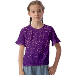 Purple Glittery Backdrop Scrapbooking Sparkle Kids  Cuff Sleeve Scrunch Bottom Tee