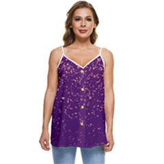 Purple Glittery Backdrop Scrapbooking Sparkle Casual Spaghetti Strap Chiffon Top by Ravend