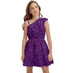 Purple Glittery Backdrop Scrapbooking Sparkle Kids  One Shoulder Party Dress by Ravend