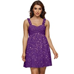 Purple Glittery Backdrop Scrapbooking Sparkle Ruffle Strap Babydoll Chiffon Dress by Ravend