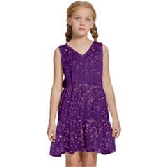 Purple Glittery Backdrop Scrapbooking Sparkle Kids  Sleeveless Tiered Mini Dress by Ravend