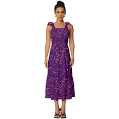 Purple Glittery Backdrop Scrapbooking Sparkle Tie-strap Tiered Midi Chiffon Dress