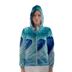 Summer Ocean Waves Women s Hooded Windbreaker by GardenOfOphir