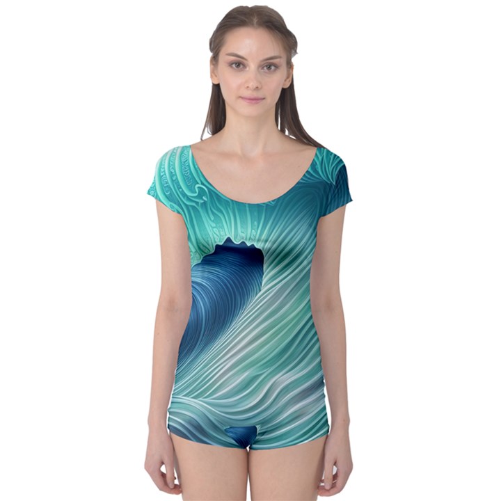 Summer Ocean Waves Boyleg Leotard 