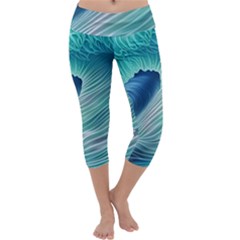 Summer Ocean Waves Capri Yoga Leggings by GardenOfOphir