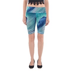 Summer Ocean Waves Yoga Cropped Leggings by GardenOfOphir