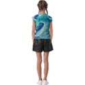 Summer Ocean Waves Kids  Raglan Cap Sleeve Tee View2