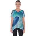 Summer Ocean Waves Cut Out Side Drop Tee View1