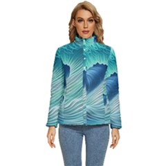 Summer Ocean Waves Women s Puffer Bubble Jacket Coat by GardenOfOphir