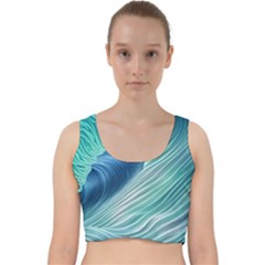 Summer Ocean Waves Velvet Racer Back Crop Top by GardenOfOphir