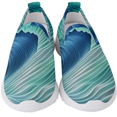 Summer Ocean Waves Kids  Slip On Sneakers by GardenOfOphir