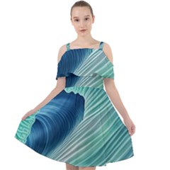 Summer Ocean Waves Cut Out Shoulders Chiffon Dress by GardenOfOphir