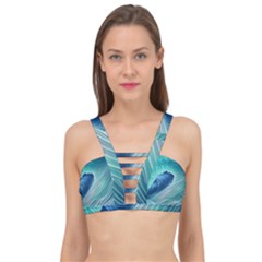 Summer Ocean Waves Cage Up Bikini Top by GardenOfOphir