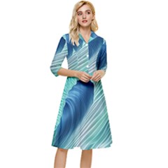 Summer Ocean Waves Classy Knee Length Dress by GardenOfOphir