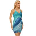 Summer Ocean Waves Wrap Tie Front Dress View3