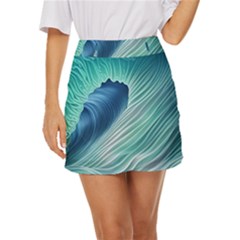 Summer Ocean Waves Mini Front Wrap Skirt by GardenOfOphir