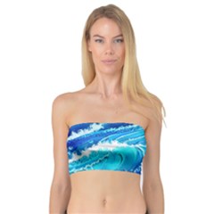 Simple Blue Ocean Wave Bandeau Top by GardenOfOphir