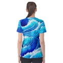 Simple Blue Ocean Wave Women s Sport Mesh Tee View2