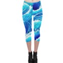 Simple Blue Ocean Wave Capri Leggings  View1