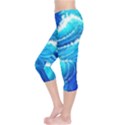 Simple Blue Ocean Wave Capri Leggings  View3