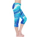 Simple Blue Ocean Wave Capri Leggings  View4