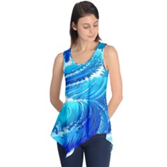 Simple Blue Ocean Wave Sleeveless Tunic by GardenOfOphir