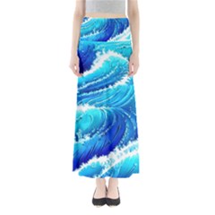 Simple Blue Ocean Wave Full Length Maxi Skirt by GardenOfOphir