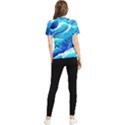 Simple Blue Ocean Wave Women s Short Sleeve Rash Guard View2