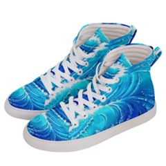 Simple Blue Ocean Wave Women s Hi-top Skate Sneakers by GardenOfOphir