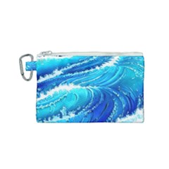 Simple Blue Ocean Wave Canvas Cosmetic Bag (small) by GardenOfOphir