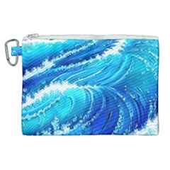 Simple Blue Ocean Wave Canvas Cosmetic Bag (xl) by GardenOfOphir