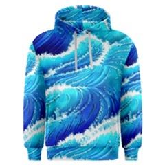 Simple Blue Ocean Wave Men s Overhead Hoodie by GardenOfOphir