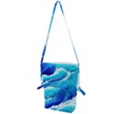 Simple Blue Ocean Wave Folding Shoulder Bag View1