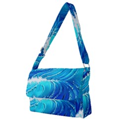 Simple Blue Ocean Wave Full Print Messenger Bag (s) by GardenOfOphir