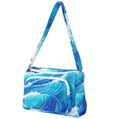 Simple Blue Ocean Wave Front Pocket Crossbody Bag by GardenOfOphir