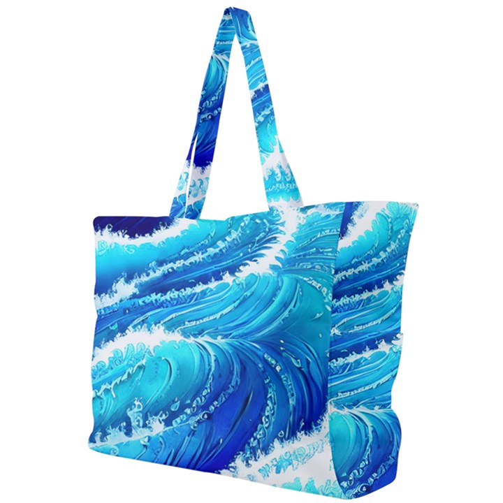 Simple Blue Ocean Wave Simple Shoulder Bag