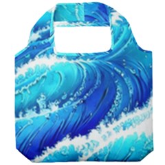 Simple Blue Ocean Wave Foldable Grocery Recycle Bag by GardenOfOphir