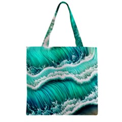 Ocean Waves Design In Pastel Colors Zipper Grocery Tote Bag by GardenOfOphir