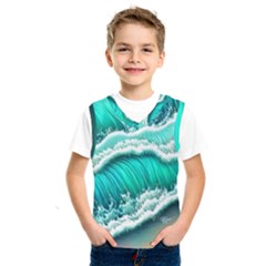 Ocean Waves Design In Pastel Colors Kids  Basketball Tank Top by GardenOfOphir