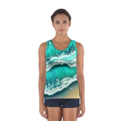 Ocean Waves Design In Pastel Colors Sport Tank Top  by GardenOfOphir