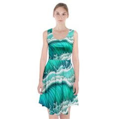 Ocean Waves Design In Pastel Colors Racerback Midi Dress by GardenOfOphir