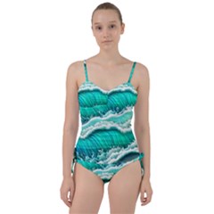 Ocean Waves Design In Pastel Colors Sweetheart Tankini Set by GardenOfOphir