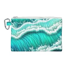 Ocean Waves Design In Pastel Colors Canvas Cosmetic Bag (large)