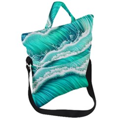 Ocean Waves Design In Pastel Colors Fold Over Handle Tote Bag by GardenOfOphir